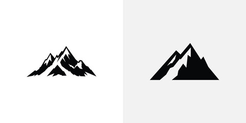 Two minimalist black mountain silhouette icons on white backgrounds