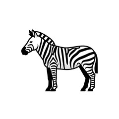 Stylized graphic illustration of a majestic zebra, showcasing its iconic black and white stripes. Perfect for educational materials and animal-themed design projects
