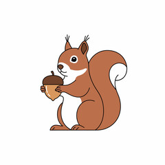 Cute Cartoon Squirrel with Acorn Adorable Wildlife Illustration for Kids and Nature Lovers