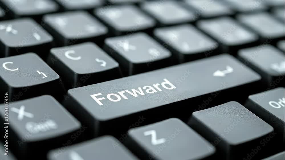 Aufkleber finger pressing forward key on keyboard - close-up macro shot of a finger pressing the 