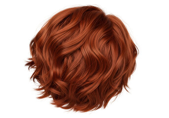 Close-up view of vibrant, wavy auburn hair against a stark black background, displaying rich texture and highlights.