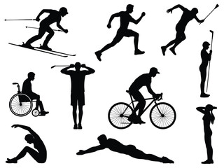 Obraz premium Diverse sports and fitness activities silhouette