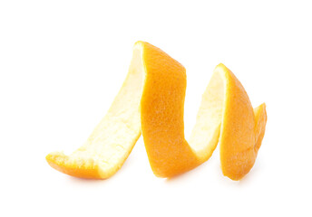 One fresh orange peel isolated on white