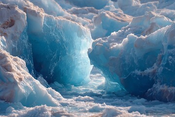 Stunning glacial formations showcasing beautiful shades of blue and natural textures.