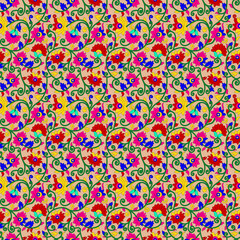 Naklejka premium Digital textile design mughal art allover with Light background all over pattern for digital printed
