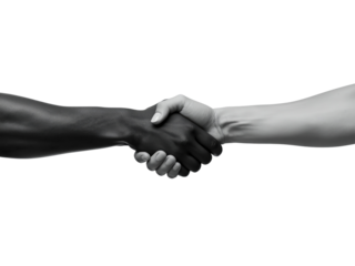 Interracial handshake symbolizing unity partnership and global cooperation isolated transparent