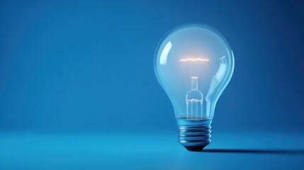 glowing lightbulb blue background