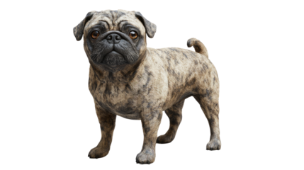 an ultra realistic photo of a pug on white background. Studio lightning, ultra detailed, 8k, ultra realistic textures  png