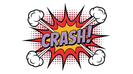 Cartoon Explosion with Crash Text for Comic Book Style Design and Graphic Elements for Creative Projects