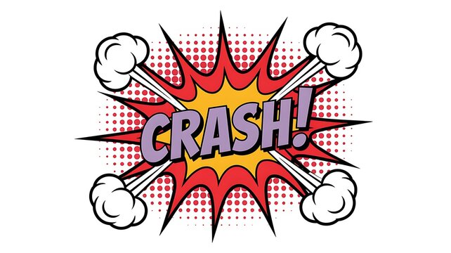 Cartoon Explosion with Crash Text for Comic Book Style Design and Graphic Elements for Creative Projects