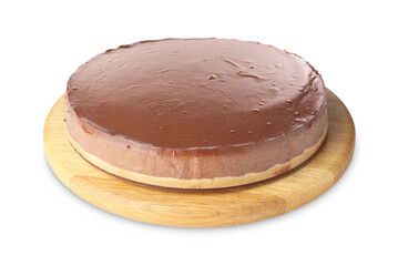 One delicious chocolate cheesecake isolated on white