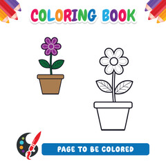  Coloring book for kids, nice flower vector