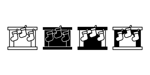 Fireplace with stockings vector icon. Traditional Christmas decoration symbol for warmth, family, and holiday cheer.