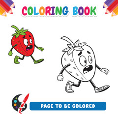 Coloring book for kids, strawberry vector