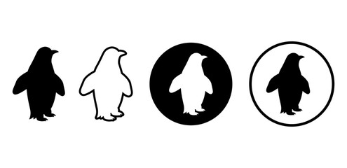 Penguin vector icon. Cute festive bird symbol for Christmas, winter themes, and holiday decorations.