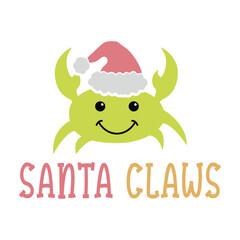 Santa Claws Cute Crab with Santa Hat