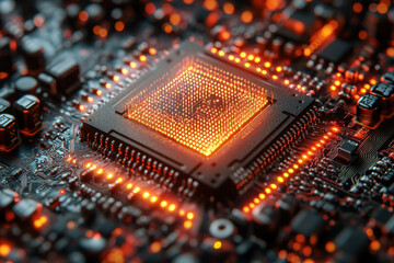 Close-up of a computer chip.