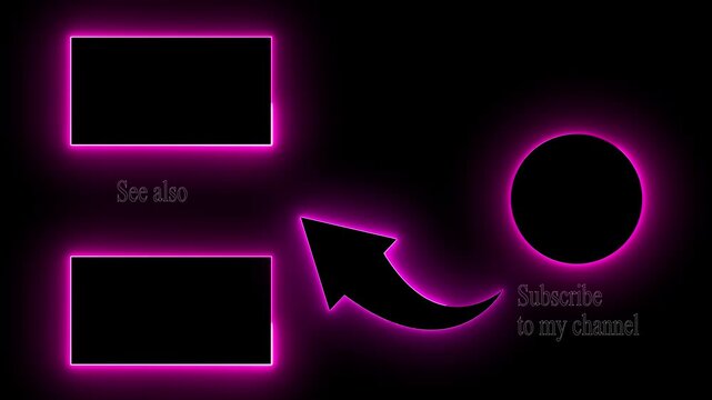 Subscribe button and outro for gaming and video channels End screen animation. neon glowing end screen on the black, background
