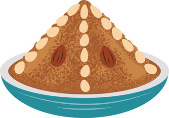 Illustration of Maghrebi Cuisine Moroccan Sellou Dessert