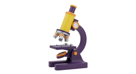 Cartoon Microscope with Purple and Yellow Accents