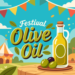 Olives oil festival fair, vector art illustration.