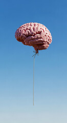 red and blue sky, brain image