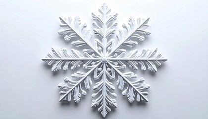 Intricate snowflake ornament with detailed patterns on white background