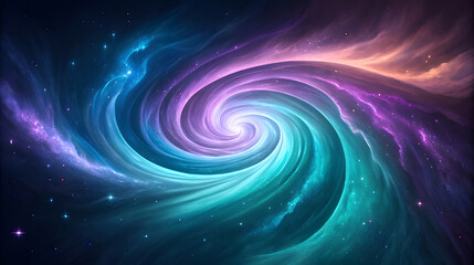 Obraz premium Swirling Cosmic Nebula with Aurora Colors and Stars