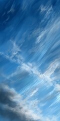 Fototapeta premium Beautiful Blue Sky with Wispy Clouds and Elegant Brush Strokes