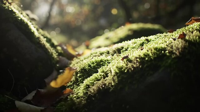 Moss covered roots sunlight