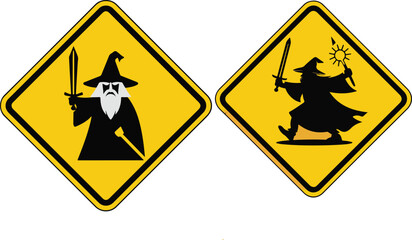 fantasy wizard warning road sign design © Sarmin