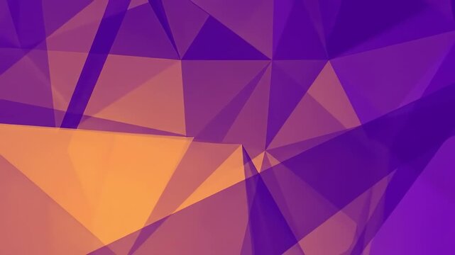 Abstract geometric pattern of overlapping triangles in shades of orange and purple