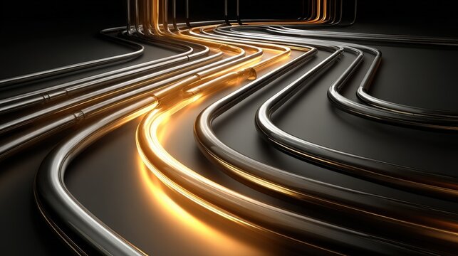 Illuminated and Unlit Metal Pipes