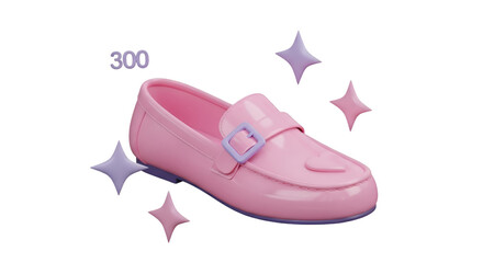 Pink Loafer Shoe with Sparkles and Number 300