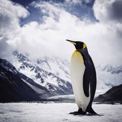 Fototapeta premium Emperor penguin on ice landscape