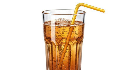 Refreshing Iced Tea with Bubbles and Straw