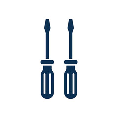 Two Blue Screwdrivers Representing Repair Work and DIY Projects with Clean Minimalist Design on a White Background