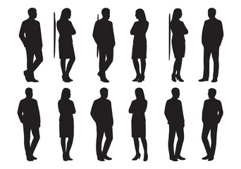 Silhouetted Figures Diverse Poses of People in Black