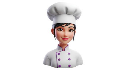 3D Cartoon Chef Woman with Toque and Uniform