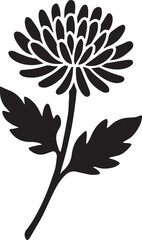 Chrysanthemum flower vector silhouette, natural floral design for botanical and decorative artwork.