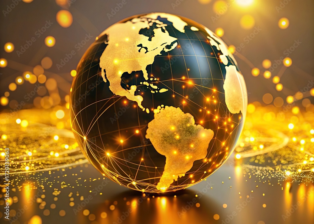 Poster global network connections over the globe 3d rendering elements of this image furnished world map wi