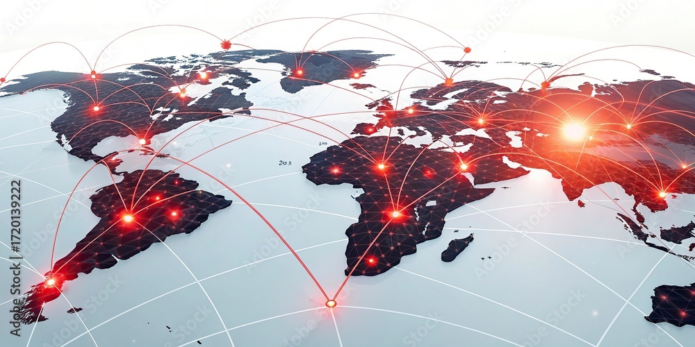 Poster global network connections over the globe 3d rendering elements of this image furnished world map wi