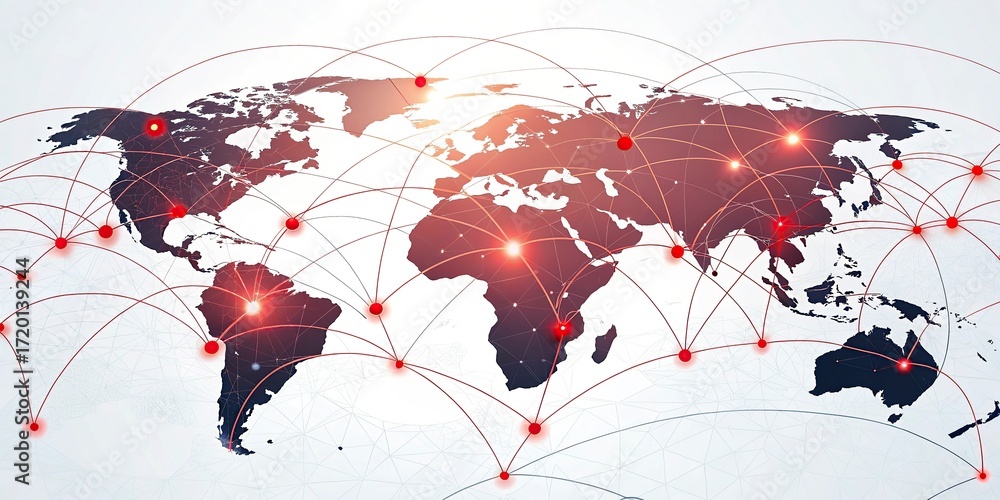Poster global network connections over the globe 3d rendering elements of this image furnished world map wi