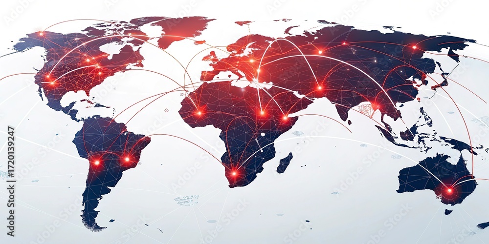 Poster global network connections over the globe 3d rendering elements of this image furnished world map wi