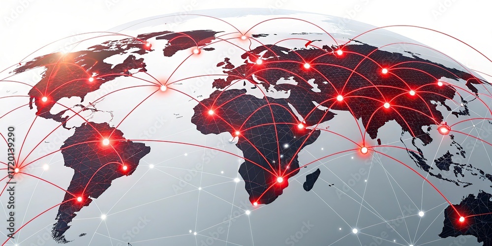 Poster global network connections over the globe 3d rendering elements of this image furnished world map wi