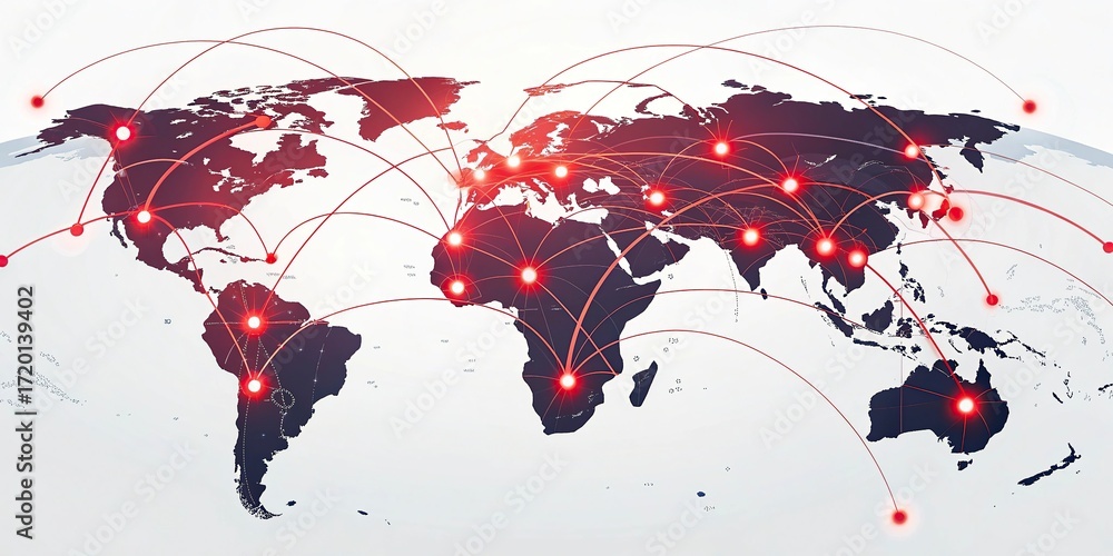 Poster global network connections over the globe 3d rendering elements of this image furnished world map wi