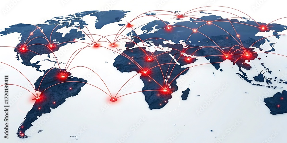 Poster global network connections over the globe 3d rendering elements of this image furnished world map wi