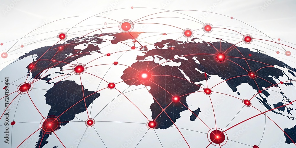Poster global network connections over the globe 3d rendering elements of this image furnished world map wi