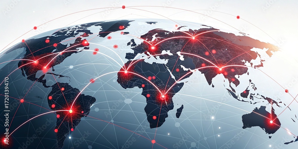 Poster global network connections over the globe 3d rendering elements of this image furnished world map wi