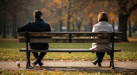 Emotional Distance, Two People Sitting Apart, Expressing Disconnection Through Posture